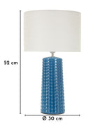 Lampada da Tavolo Gliss Blu Ø30x52 cm in Ceramica e Ferro e Tessuto Blu e Bianco      