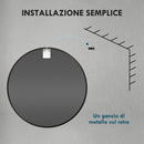 Specchio da Bagno Rotondo Moderno da Parete 70x70 cm con Cornice in Lega di Alluminio Nero