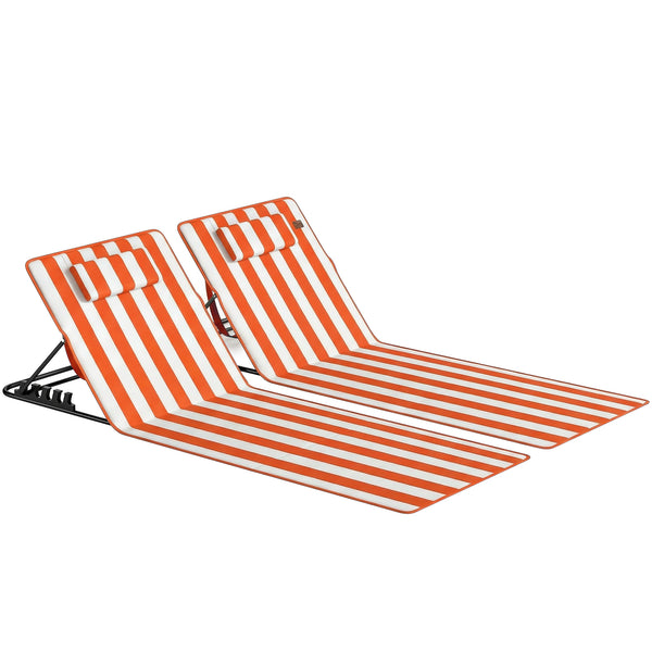 Set 2 Sdraio da Spiaggia 154x57x52 cm con Schienale Regolabile su 4 Livelli in Acciaio e Poliestere Arancione sconto