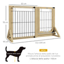 Cancelletto per Cani Estensibile 112-159x70 cm con Porta e 2 Pannelli in Legno Naturale      