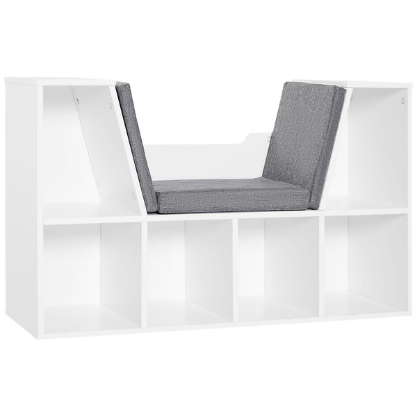 acquista Mobile Libreria 102x30x61 cm a 6 Sezioni Seduta con Cuscini Morbidi in Legno Spugna e Poliestere Bianco