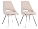 Set 2 Sedie 45x49,5x85 cm Kashar in Tessuto Beige