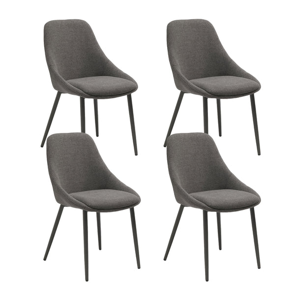 prezzo Set 4 Sedie Kira 51x59x85 cm in Tessuto Easy-Clean Grigio Scuro