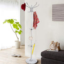 Attaccapanni Appendiabiti a Piantana 37x37x176 cm 16 Ganci con Portaombrelli in Metallo Bianco      