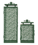 Lanterne Hall Coppia 15x14,5x41,5 cm in Metallo e Vetro Verde      