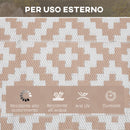 Tappeto da Esterno Reversibile 182x274 cm con Fantasia Geometrica Caffè e Bianco   