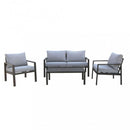 Set Salotto da Giardino Divano 2 Poltrone e Tavolino con Cuscini in Alluminio Antracite