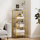 Libreria a 4 Livelli Minimal 40x30x96,5 cm Ripiani in Vetro Temperato Struttura in Metallo Oro  