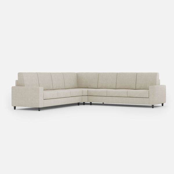 Divano Angolare 7 Posti 286x286x85 cm Sakar in Tessuto Latte online