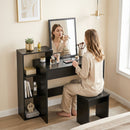 Scrivania PC Moderna 100x40x90 cm con 3 Ripiani Aperti e Cassetto in Legno Nero      