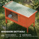 Conigliera da Esterno 90x45x 65 cm con Vassoio Estraibile Tetto Apribile e Porta con Serratura in Legno di Pino Arancione      