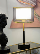 Lampada da Tavolo Levels Ø25x48 cm in Ferro e Tessuto Nero e Oro      