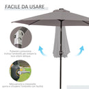 Ombrellone da Giardino Inclinabile Ø265 cm con 32 Luci LED Solari e Manovella Grigio      