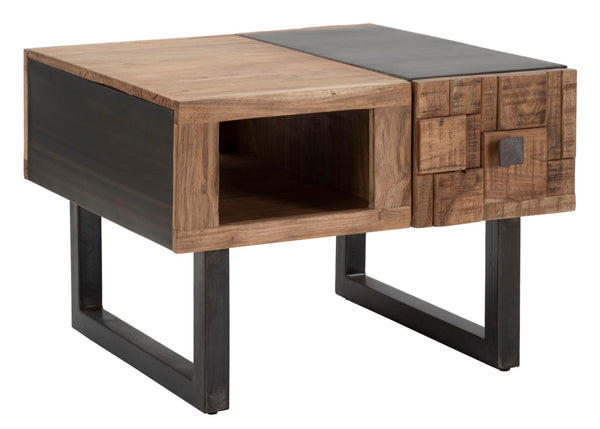 online Tavolo da Caffé Quadrato Mumbai 60x60x43 cm in Legno di Acacia e in Ferro Marrone e Nero