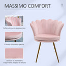 Poltrona da Salotto in Stile Vintage 67x64x77 cm Schienale a Conchiglia in Velluto Rosa  