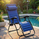 Sedia Poltrona Giardino Zero Gravity Pieghevole Acciaio Oxford con Vassoio Blu