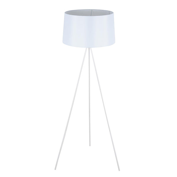 Lampada da Terra Treppiede in Metallo con Paralume in Lino Bianco Ø48x156 cm acquista
