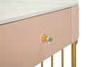 Toeletta Sharon Rosa con Puff 120x40x75 cm in Pino e MDF e Metallo e Plastica      