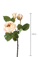 Set 4 Rose Artificiali Romantica a 3 Diramazioni Altezza48 cm Beige