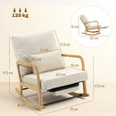Sedia a Dondolo 70x89x97,5 cm con Poggiapiedi Schienale Reclinabile in Stile Scandinavo in Velluto a Coste Crema      