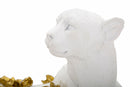 Decorazione Leopardo 53x21,5x24 in Resina Bianco e Oro          