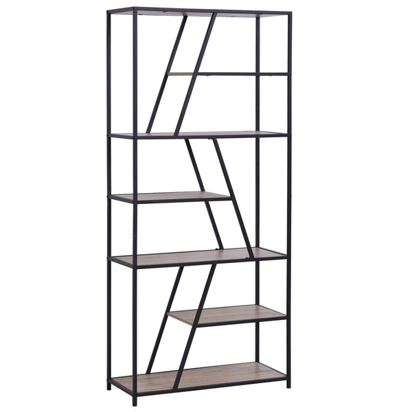 Libreria 9 Ripiani 80x33x180 cm in Legno e Metallo Nera prezzo