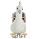 Dondolo per Bambini in Legno Cigno in Peluche   Bianco e Grigio
