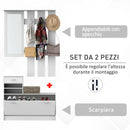 Mobile d'Ingresso Moderno Guardaroba Set Appendiabiti Specchio e Scarpiera 3 in 1 in Legno Bianco 