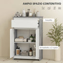 Mobile Bagno Autoportante 60x30x90 cm con Cassetto e Ante Doppie in Legno Grigio e Bianco      