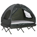 Tenda da Campeggio a 2 Posti con Materasso Gonfiabile e Borsa in Polietilene Verde Scuro 193x136x136 cm 
