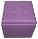 Cubo Pouf Contenitore in Similpelle e Cristalli Renier Lilla