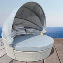 Divano Letto da Esterno Brasile con Cuscini Ø180x80 h cm in Wicker Grigio