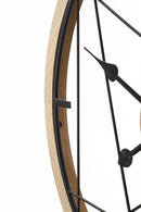 Orologio da Muro Geometric Design 60x2,5x60 cm in Ferro e MDF Nero e Marrone      