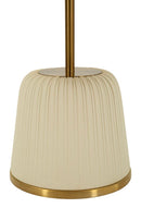 Tavolinetto Egle Bianco Ø40x55 cm in Metallo e PU Bianco e Oro      