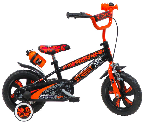 Bicicletta per Bambino 12"" 1 Freno Street Art Nero e Arancione online