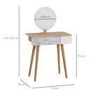 Consolle Trucco 70x39x120 cm con Specchio e Cassetto  Jungle Bianco e Rovere