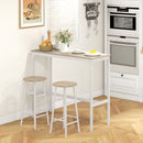 Set Bar Tavolo Alto e 2 Sgabelli con Poggiapiedi Stile Industriale in MDF e Acciaio Bianco e Rovere      