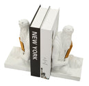 Fermalibro Poseidone 25,5x15x22,3 cm in Resina Bianco e Oro      