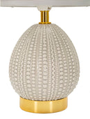 Lampada da Comodino Flavi Grigia Ø15x30,5 cm in Ceramica e Ferro e Tessuto Grigio      
