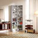 Ripiani per CD e DVD 78,5x24x175 cm con 18 scomparti Capacità  640 CD-360 DVD-430 Blu-ray in Legno Bianco      
