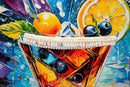 Stampa Decorata su Tela Laccata con Cornice Cocktail 62x3,5x92 cm in Abete e Tela e Plastica      
