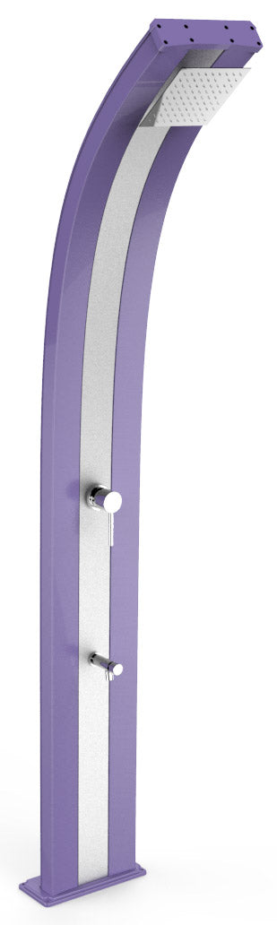 acquista Doccia Solare da Esterno Giardino 40L Miscelatore e Lavapiedi Arkema Dada Fascia Inox Viola