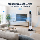 Ventilatore a Torre 60W Telecomando Raffrescatore Verticale Salvaspazio Bianco      