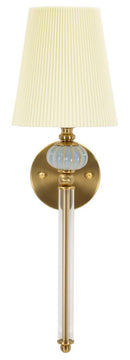 Lampada da Muro Varsavia 17x22x57 cm in Ferro e Vetro e Tessuto Oro e Bianco      