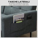Divano Letto Clic Clac 200x77x72 cm con Schienale Regolabile in Tessuto Effetto Lino Grigio   