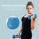 Set 2 Manubri Palestra 6 kg Pesi esagonali per Allenamento Azzurro