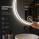 Specchio Rotondo Ø70cm con Spirale LED a 3 Colori Dimmerabile Accensione Touch      