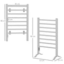 Scaldasalviette Elettrico da Terra o Parete 53x35x90 cm 150W con 8 Barre e Timer 2-4 Ore in Alluminio Argento      