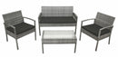 Set da Giardino Divano 2 Poltrone e Tavolino in Rattan Soriani Santorini Grigio