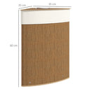 Cesto Portabiancheria Angolare da 55L con Sacco Rimovibile 35x35x60 cm in Vimini e Bambù Marrone  